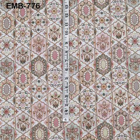 Ivory Embroidery Fabric by the yard Sewing Crafting Indian Wedding Dress Regency Reticules Victorian Handbags Marie Antoinette Junk Journals