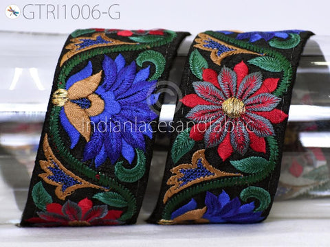 9 Yard Embroidered Fabric 5cm Trim Embroidery Embellishment Costume Cushion DIY Ribbon Sewing Crafting Border Indian Wedding Dress Lace