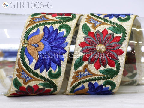 9 Yard Embroidered Fabric 5cm Trim Embroidery Embellishment Costume Cushion DIY Ribbon Sewing Crafting Border Indian Wedding Dress Lace
