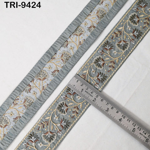 9 Yard Embroidery Trim Ribbon 5cm Sari Border Saree Embellishments Sewing DIY Crafting Costumes Headband Dog Collar Tote Bags Junk Journals