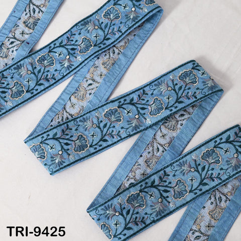 9 Yard Embroidery Trim Ribbon 5cm Sari Border Saree Embellishments Sewing DIY Crafting Costumes Headband Dog Collar Tote Bags Junk Journals