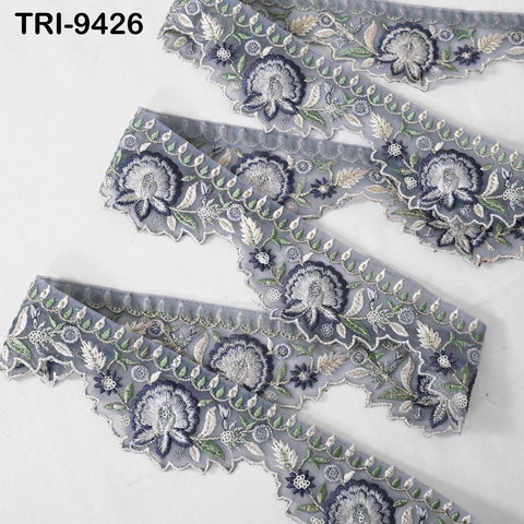 9 Yard Indian Embroidery Trim Scallop Edge Embroidered Saree 6cm Ribbon Junk Journals Sewing DIY Crafting Tape Curtains Headband Sari Border