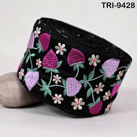 9 Yard Strawberry's Embroidery Ribbons 8cm Trims Embroidered Border Sewing Theatrical Costumes DIY Crafting Holidays Ornament Junk Journals