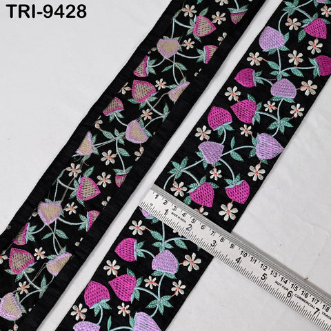 1 Meter Strawberry's Embroidery Ribbons 8cm Trims Embroidered Border Sewing Theatrical Costumes DIY Crafting Holidays Ornament Junk Journals