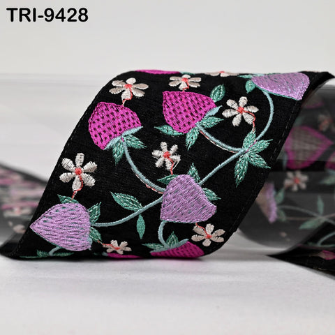 9 Yard Strawberry's Embroidery Ribbons 8cm Trims Embroidered Border Sewing Theatrical Costumes DIY Crafting Holidays Ornament Junk Journals