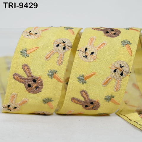 9 Yard Rabbits Embroidery Trim Ribbon 5cm Sari Border Embellishments DIY Crafting Costumes Headband Cats Dogs Collar Tote Bags Junk Journals