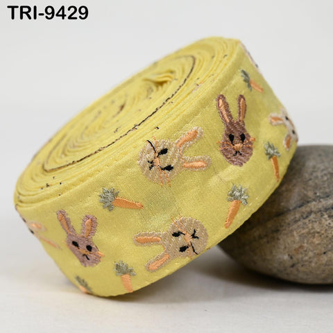 9 Yard Rabbits Embroidery Trim Ribbon 5cm Sari Border Embellishments DIY Crafting Costumes Headband Cats Dogs Collar Tote Bags Junk Journals