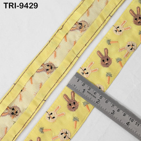 9 Yard Rabbits Embroidery Trim Ribbon 5cm Sari Border Embellishments DIY Crafting Costumes Headband Cats Dogs Collar Tote Bags Junk Journals