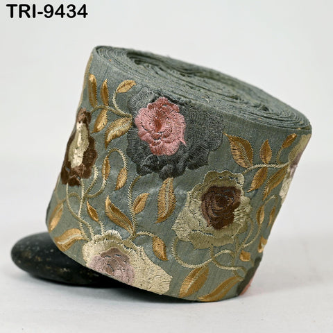 9 Yard Embroidered 10cm Fabric Trim Indian Embroidery Sari Border Crafting Saree Sewing Decorative Beach Bag Cushions Trimmings Ribbons Tape