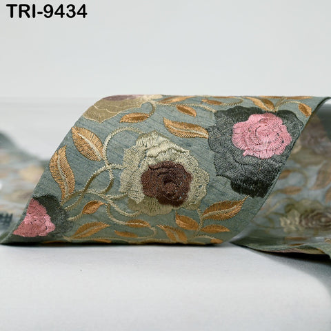 9 Yard Embroidered 10cm Fabric Trim Indian Embroidery Sari Border Crafting Saree Sewing Decorative Beach Bag Cushions Trimmings Ribbons Tape