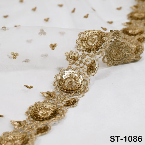 2.5 Yards Dyeable Net Gold Bridal Dupatta Embroidered Scarf Indian Fabric Tulle Saree Crafting Sewing Wedding Dress Costumes Doll Making