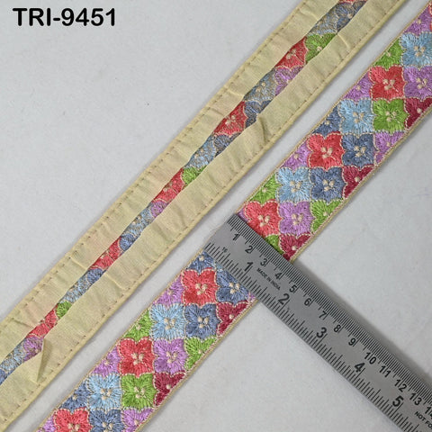 9 Yard Multicolor Embroidery Ribbons 4cm Trims Embroidered Border Sewing Theatrical Costumes DIY Crafting Holidays Ornaments Junk Journals