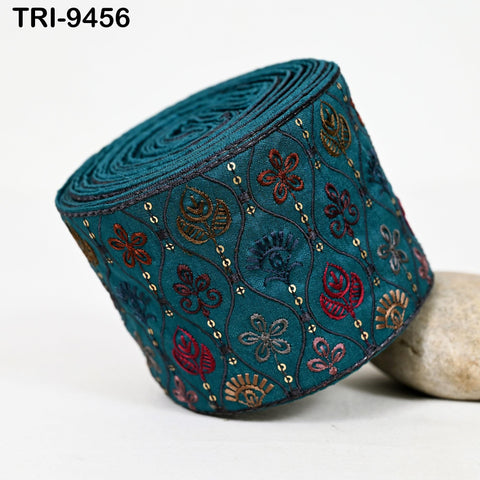 9 Yard Embroidery Ribbon Trim 10cm Saree Border DIY Crafting Sewing Throw Pillow Home Decor Embellishments Historic Costumes Junk Journals