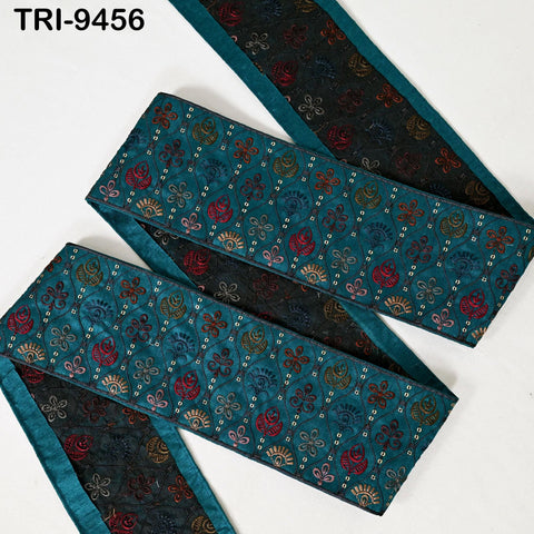 9 Yard Embroidery Ribbon Trim 10cm Saree Border DIY Crafting Sewing Throw Pillow Home Decor Embellishments Historic Costumes Junk Journals