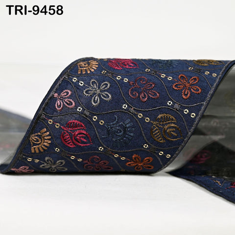 9 Yard Embroidery Ribbon Trim 10cm Saree Border DIY Crafting Sewing Throw Pillow Home Decor Embellishments Historic Costumes Junk Journals