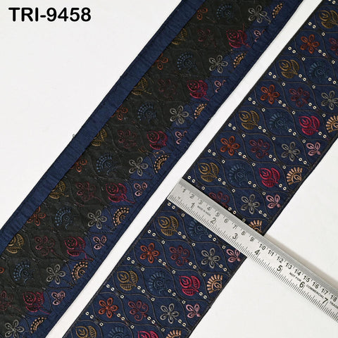 9 Yard Embroidery Ribbon Trim 10cm Saree Border DIY Crafting Sewing Throw Pillow Home Decor Embellishments Historic Costumes Junk Journals