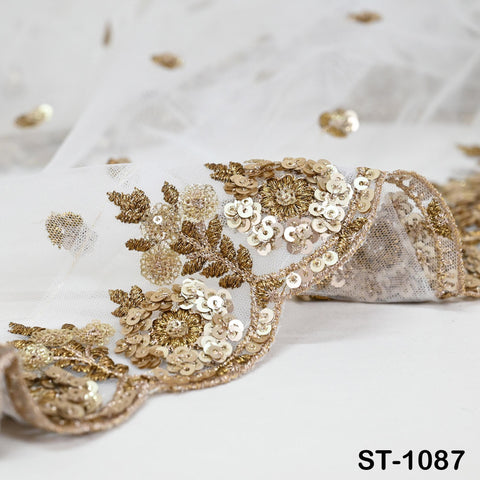 Dyeable Net Gold Embroidered Sequin Dupatta Light Weight Indian Stole Wedding Lehenga Women Chunni Bride Veil Scarf Haldi Dress Gift for Her