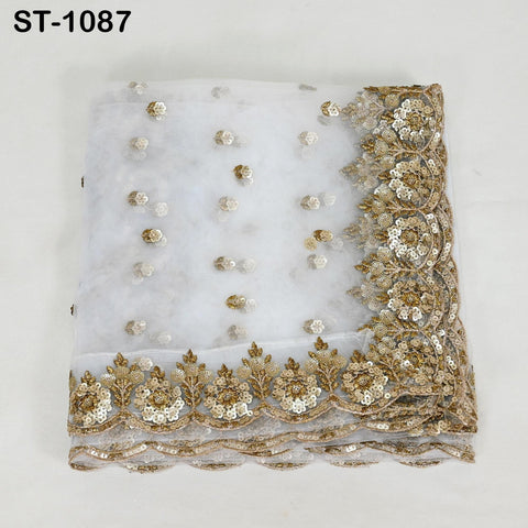 Dyeable Net Gold Embroidered Sequin Dupatta Light Weight Indian Stole Wedding Lehenga Women Chunni Bride Veil Scarf Haldi Dress Gift for Her