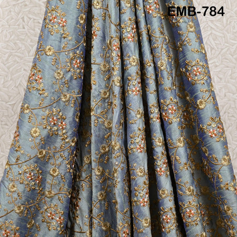 Indian Embroidered Fabric by the yard Sewing Crafting Wedding Dress Embroidery Costumes Blouses Mid Length Coats Short Jackets Curtain