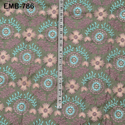 Dusty Mauve Embroidered Fabric by the yard Embroidery Wedding Dress Theatrical Historical Regency Reticules Victorian Handbags Junk Journals