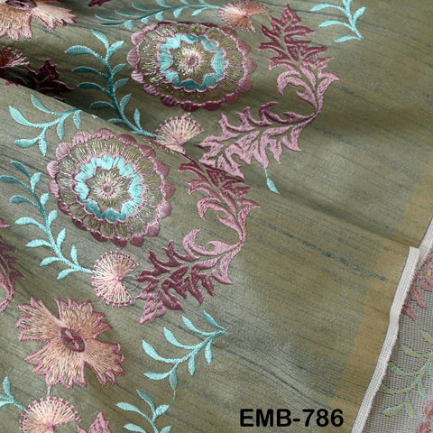 Dusty Mauve Embroidered Fabric by the yard Embroidery Wedding Dress Theatrical Historical Regency Reticules Victorian Handbags Junk Journals