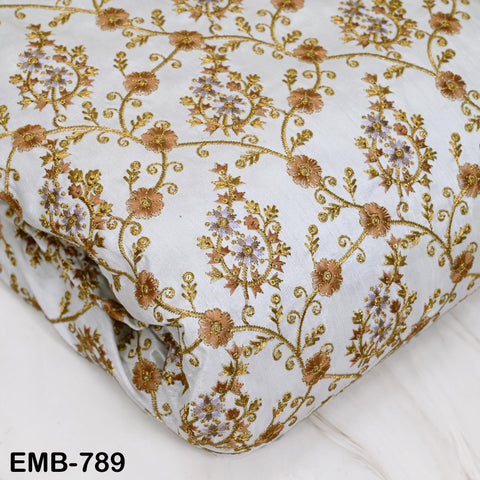 Indian Ivory Embroidered Fabric by the yard Sewing Crafting Wedding Dress Embroidery Costumes Blouses Mid Length Coats Short Jackets Curtain