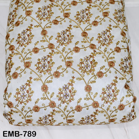 Indian Ivory Embroidered Fabric by the yard Sewing Crafting Wedding Dress Embroidery Costumes Blouses Mid Length Coats Short Jackets Curtain