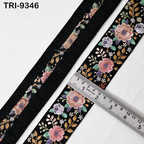 3 Yard Pink Embroidery Trims Ribbons Indian Sari Border Embroidered DIY Crafting Sewing Costumes Tablecloth Lampshade Home Decor Trim 50mm