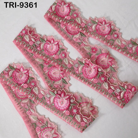 9 Yard Indian Embroidery Trim Scallop Edge Embroidered Saree 6cm Ribbon Junk Journals Sewing DIY Crafting Tape Curtains Headband Sari Border