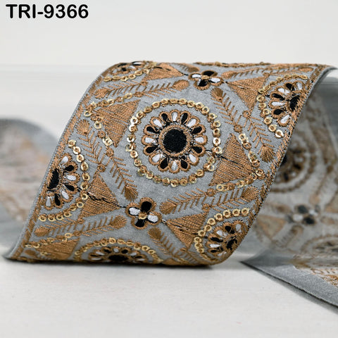 3 Yard Indian Trims Embroidered Decorative Fabric Laces 8cm Sari Border Ribbon Home Decor Sewing Accessory DIY Crafting Victorian Handbags