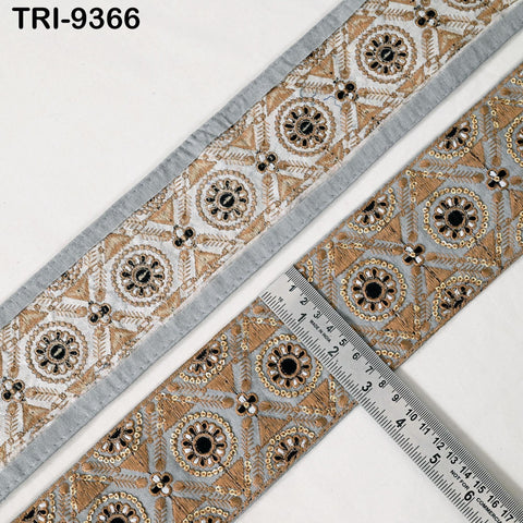 3 Yard Indian Trims Embroidered Decorative Fabric Laces 8cm Sari Border Ribbon Home Decor Sewing Accessory DIY Crafting Victorian Handbags