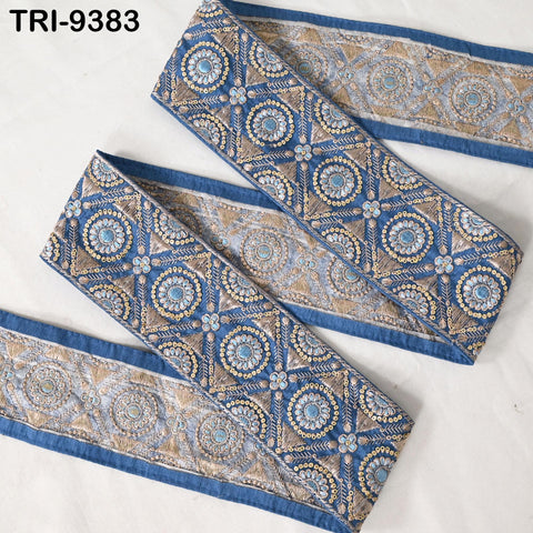 3 Yard 8cm Indian Trims Embroidered Decorative Fabric Laces Border Saree Ribbon Curtains Home Decor Sewing Crafting Junk Journals Costumes