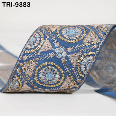 3 Yard 8cm Indian Trims Embroidered Decorative Fabric Laces Border Saree Ribbon Curtains Home Decor Sewing Crafting Junk Journals Costumes