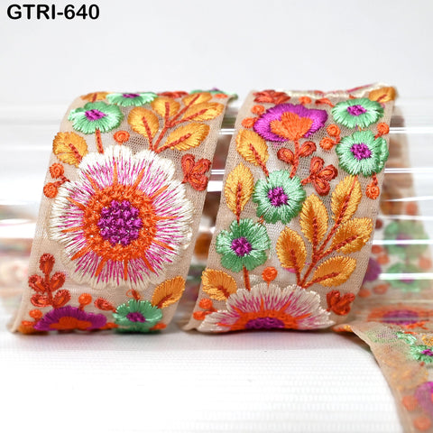 9 Yard Embroidered 5cm Wedding Saree Sewing Embroidery Dress Fabric Trim Indian Ribbon Embellishment Cushions DIY Crafting Sari Border