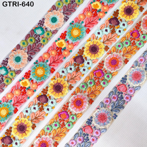 9 Yard Embroidered 5cm Wedding Saree Sewing Embroidery Dress Fabric Trim Indian Ribbon Embellishment Cushions DIY Crafting Sari Border