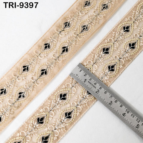 3 Yard Indian Embroidery Ribbons Embroidered Net Fabric Trims 6cm Embellishments DIY Crafting Sewing Sari Border Costumes Wedding Dresses