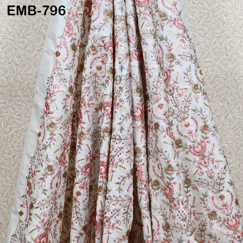 White Embroidered Fabric by the yard Embroidery Wedding Dresses Theatrical Historical Regency Reticules, Victorian Handbags Junk Journals