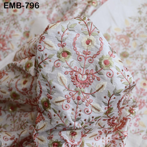 White Embroidered Fabric by the yard Embroidery Wedding Dresses Theatrical Historical Regency Reticules, Victorian Handbags Junk Journals