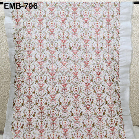 White Embroidered Fabric by the yard Embroidery Wedding Dresses Theatrical Historical Regency Reticules, Victorian Handbags Junk Journals