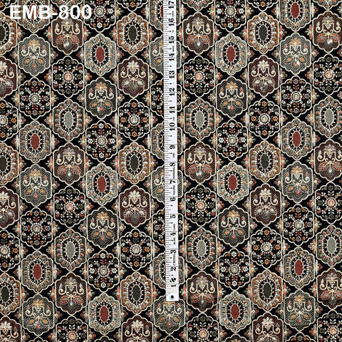 Brown Embroidered Fabric by the yard Sewing DIY Crafting Indian Embroidery Wedding Dress Costumes Dolls Bags Cushion Covers Table Runners