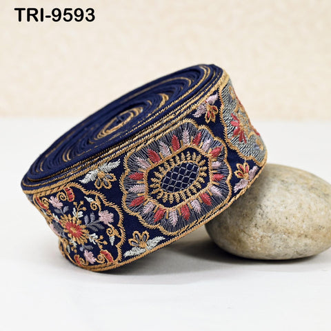 9 Yard Indian Ribbon Embellishment Embroidery Fabric 5cm Trim Embroidered Dog Collars Crafting Costumes Wedding Dress Beach Bag, Shoe making