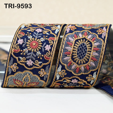 9 Yard Indian Ribbon Embellishment Embroidery Fabric 5cm Trim Embroidered Dog Collars Crafting Costumes Wedding Dress Beach Bag, Shoe making