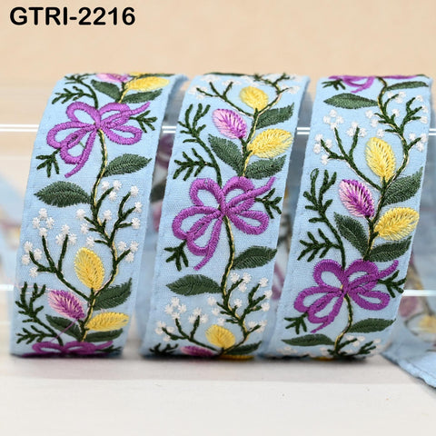 9 Yard Indian Embroidered Fabric 35 mm Trim Embellishment Saree Ribbons Tape Sewing Crafting Embroidery Border Wedding Costumes Accessories