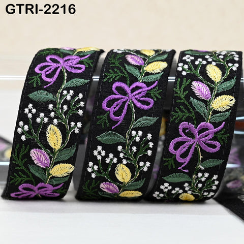 9 Yard Indian Embroidered Fabric 35 mm Trim Embellishment Saree Ribbons Tape Sewing Crafting Embroidery Border Wedding Costumes Accessories