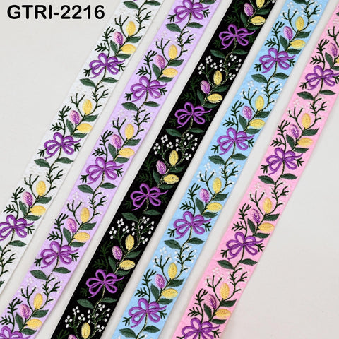 9 Yard Indian Embroidered Fabric 35 mm Trim Embellishment Saree Ribbons Tape Sewing Crafting Embroidery Border Wedding Costumes Accessories