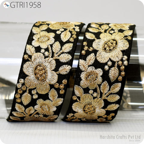 9 Yard Floral Indian Trim Decor Sari Embellishment Embroidery Saree Ribbon Embroidered Border Cushions Home Décor Sewing Clothing Trimmings