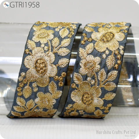 9 Yard Floral Indian Trim Decor Sari Embellishment Embroidery Saree Ribbon Embroidered Border Cushions Home Décor Sewing Clothing Trimmings
