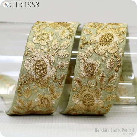 9 Yard Floral Indian Trim Decor Sari Embellishment Embroidery Saree Ribbon Embroidered Border Cushions Home Décor Sewing Clothing Trimmings