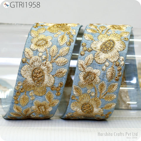9 Yard Floral Indian Trim Decor Sari Embellishment Embroidery Saree Ribbon Embroidered Border Cushions Home Décor Sewing Clothing Trimmings