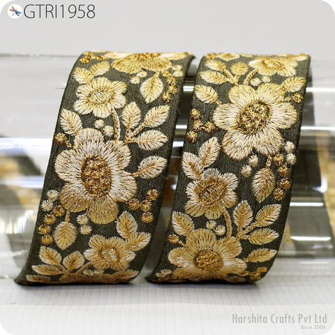 9 Yard Floral Indian Trim Decor Sari Embellishment Embroidery Saree Ribbon Embroidered Border Cushions Home Décor Sewing Clothing Trimmings